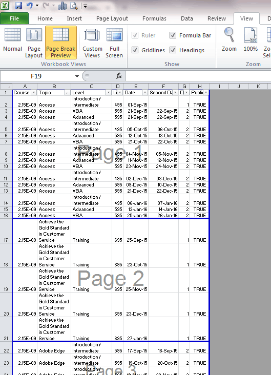 change page break in excel for mac